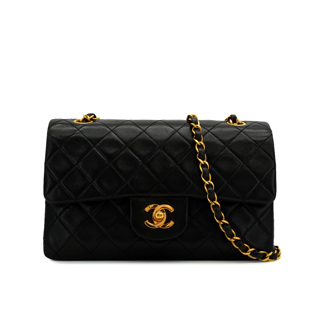 Luxury Promise Japan VINTAGE CHANEL CLASSIC FLAP SMALL CHAIN SHOULDER BAG BLACK LAMB SKIN GOLD HARDWARE 90345507