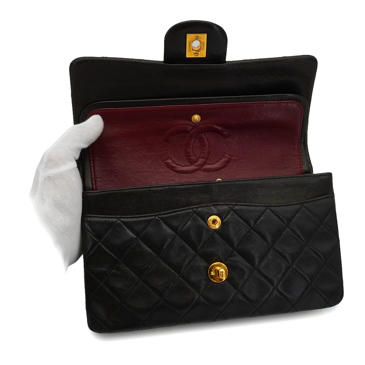 Luxury Promise Japan VINTAGE CHANEL CLASSIC FLAP SMALL CHAIN SHOULDER BAG BLACK LAMB SKIN GOLD HARDWARE 90345507