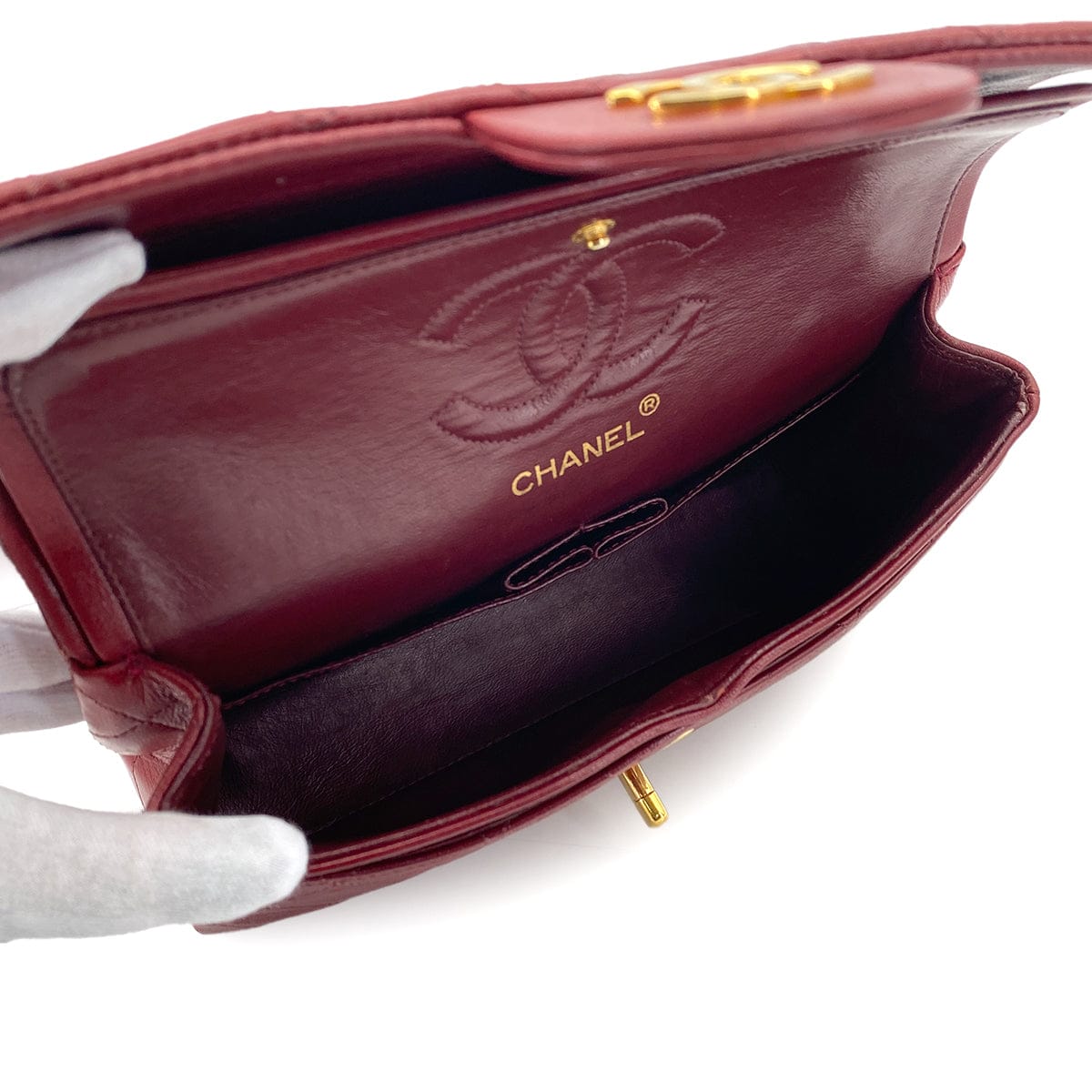 Luxury Promise Japan VINTAGE CHANEL CLASSIC FLAP SMALL CHAIN SHOULDER BAG RED LAMB SKIN GOLD HARDWARE 90314755