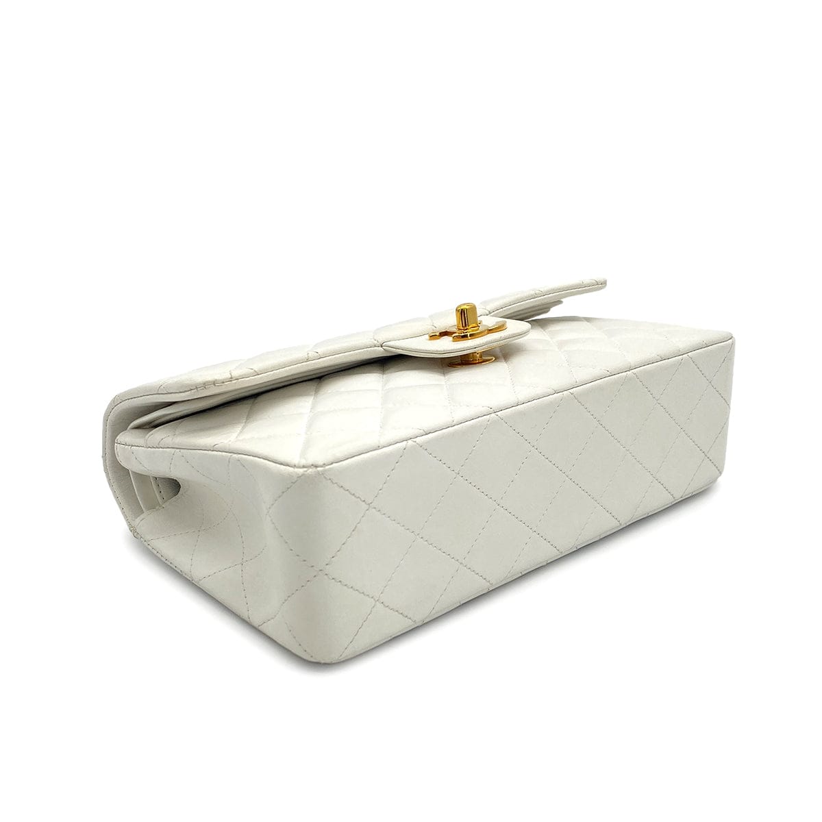 Luxury Promise Japan VINTAGE CHANEL CLASSIC FLAP SMALL CHAIN SHOULDER BAG WHITE LAMB SKIN GOLD HARDWARE 90317866