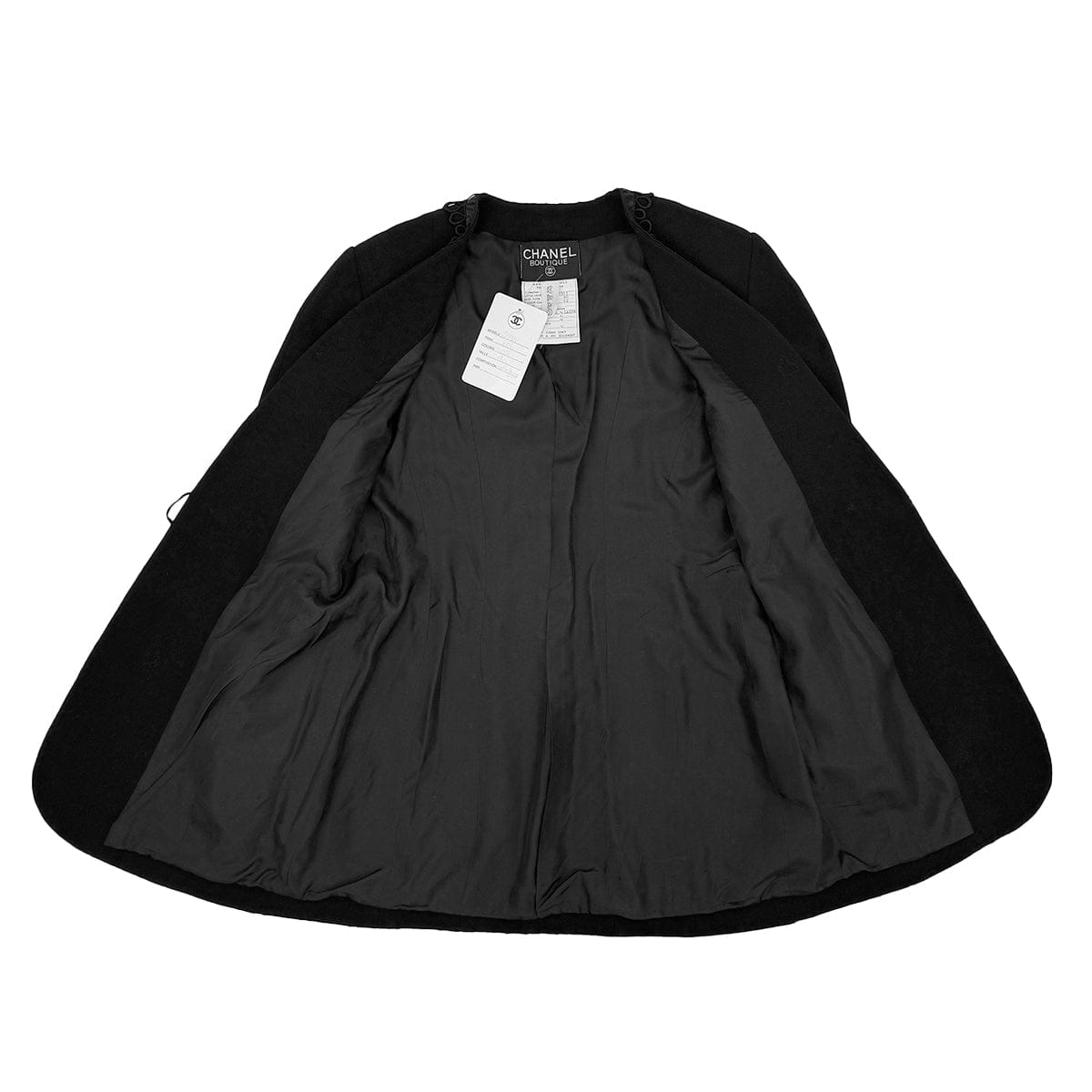 Luxury Promise Japan VINTAGE CHANEL COCO BUTTON FLOWER EMBROIDERY JACKET BLACK WOOL 40 RTW 90314892