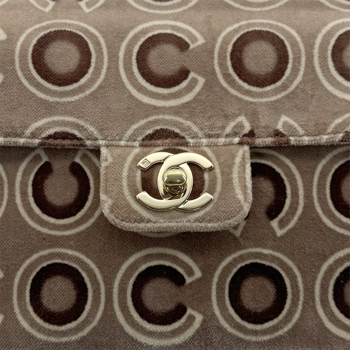 Luxury Promise Japan VINTAGE CHANEL COCO PATTERN HAND BAG BROWN VELOUR GOLD HARDWARE 90315884