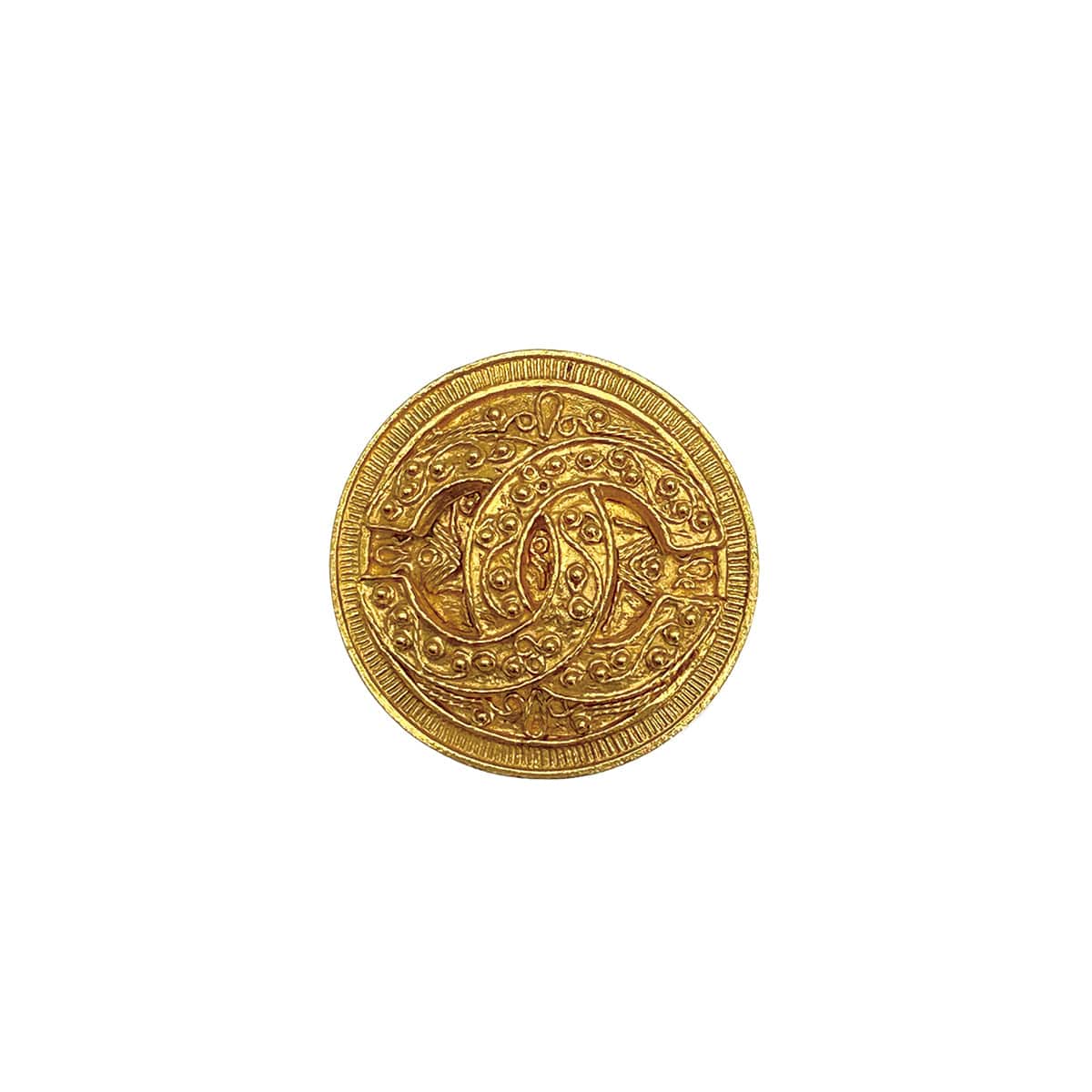Luxury Promise Japan VINTAGE CHANEL COCOMARK BROOCH ROUND GOLD ACCESSORY 94A 90311841