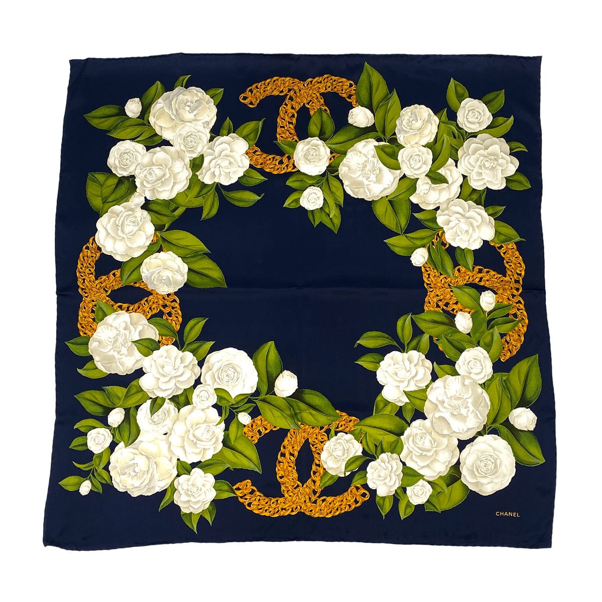 Luxury Promise Japan VINTAGE CHANEL COCOMARK CAMELLIA SCARF MULTICOLOR SILK 90313876