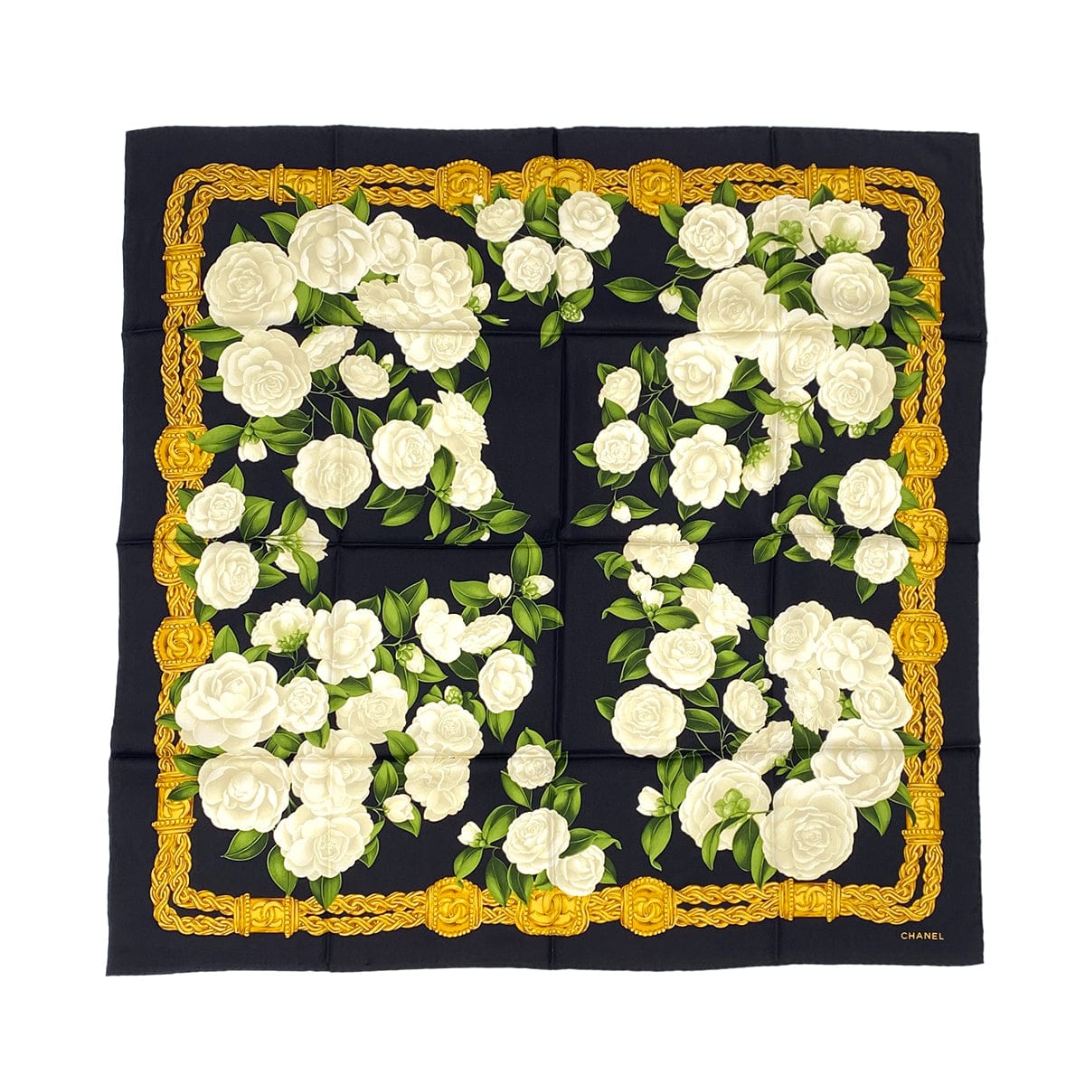 Luxury Promise Japan VINTAGE CHANEL COCOMARK CAMELLIA SCARF MULTICOLOR SILK 90313879