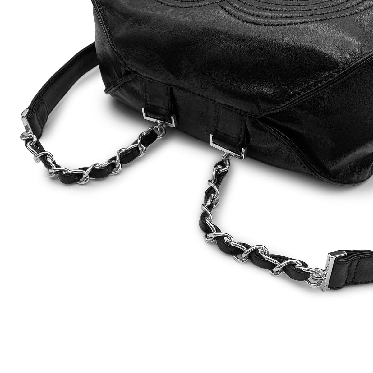 Luxury Promise Japan VINTAGE CHANEL COCOMARK CHAIN BACKPACK BLACK LAMB SKIN SILVER HARDWARE 90310343
