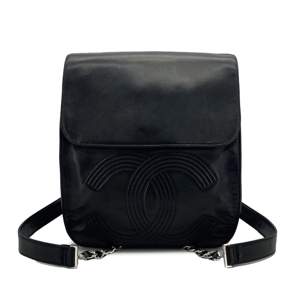 Luxury Promise Japan VINTAGE CHANEL COCOMARK CHAIN BACKPACK BLACK LAMB SKIN SILVER HARDWARE 90310343