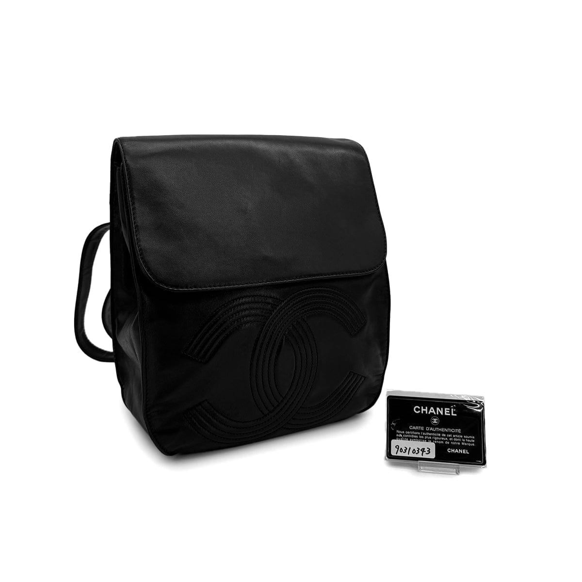 Luxury Promise Japan VINTAGE CHANEL COCOMARK CHAIN BACKPACK BLACK LAMB SKIN SILVER HARDWARE 90310343