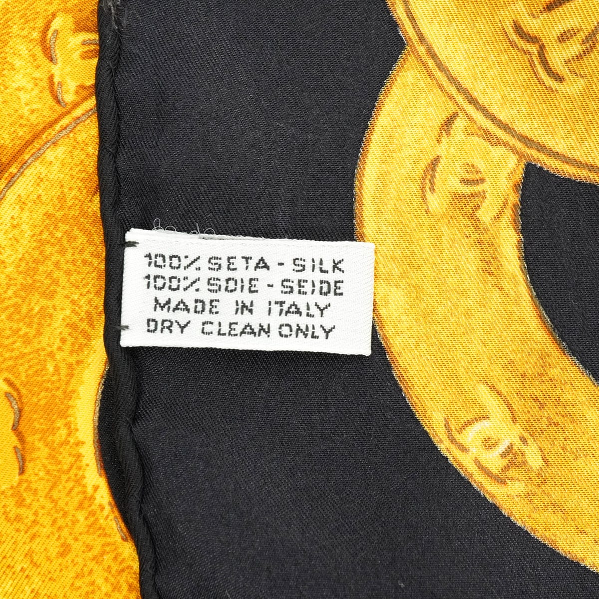 Luxury Promise Japan VINTAGE CHANEL COCOMARK CHAIN BUTTON PATTERN SCARF BLACK GOLD 90346695