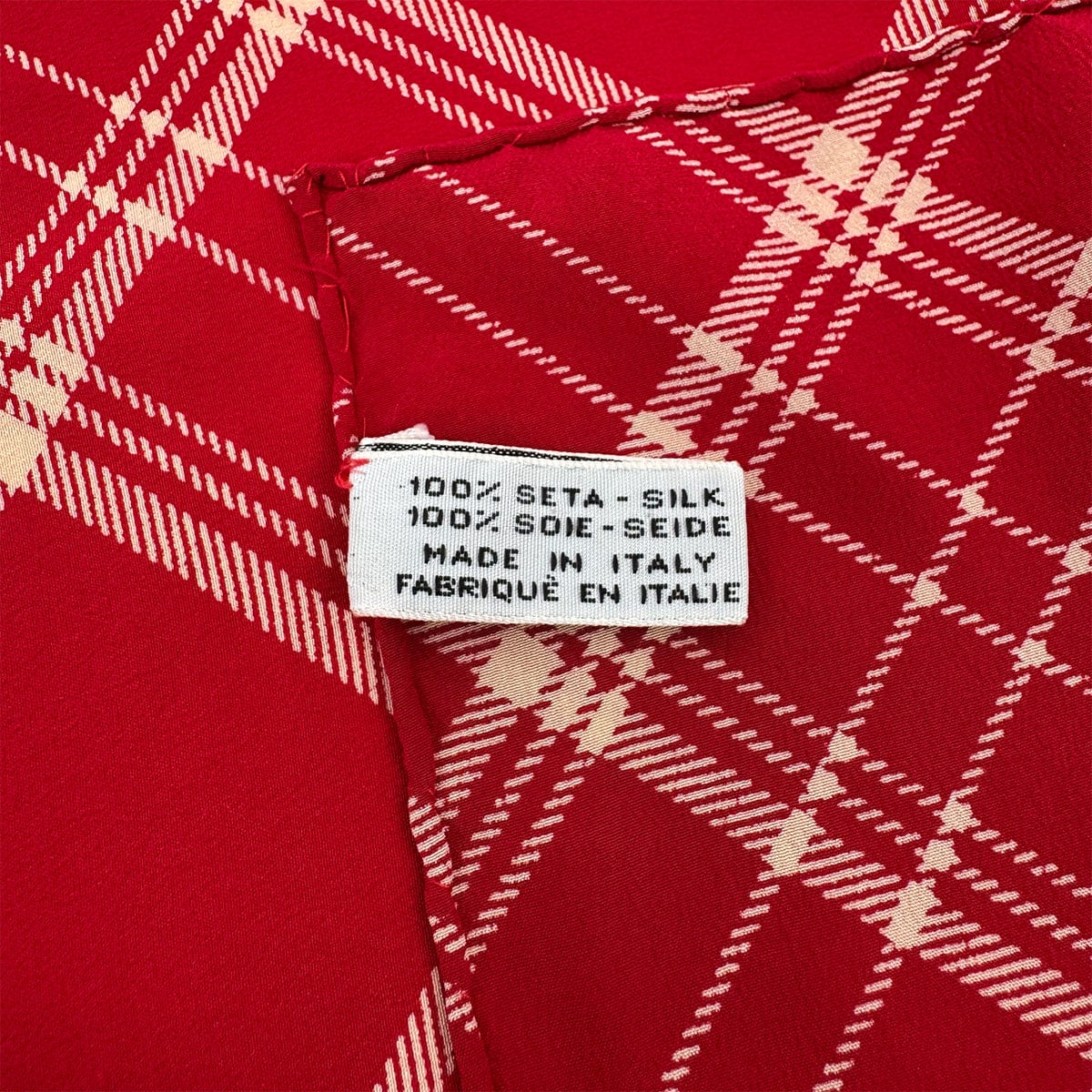 Luxury Promise Japan VINTAGE CHANEL COCOMARK CHAIN CHECK PATTERN SCARF RED SILK 90322220