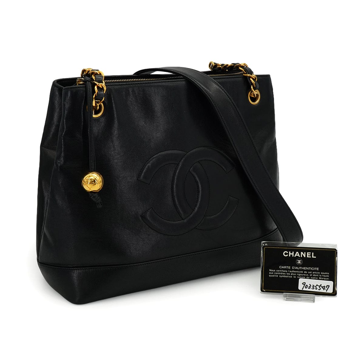Luxury Promise Japan VINTAGE CHANEL COCOMARK CHAIN SHOULDER BAG BLACK LAMB SKIN GOLD HARDWARE 90335547