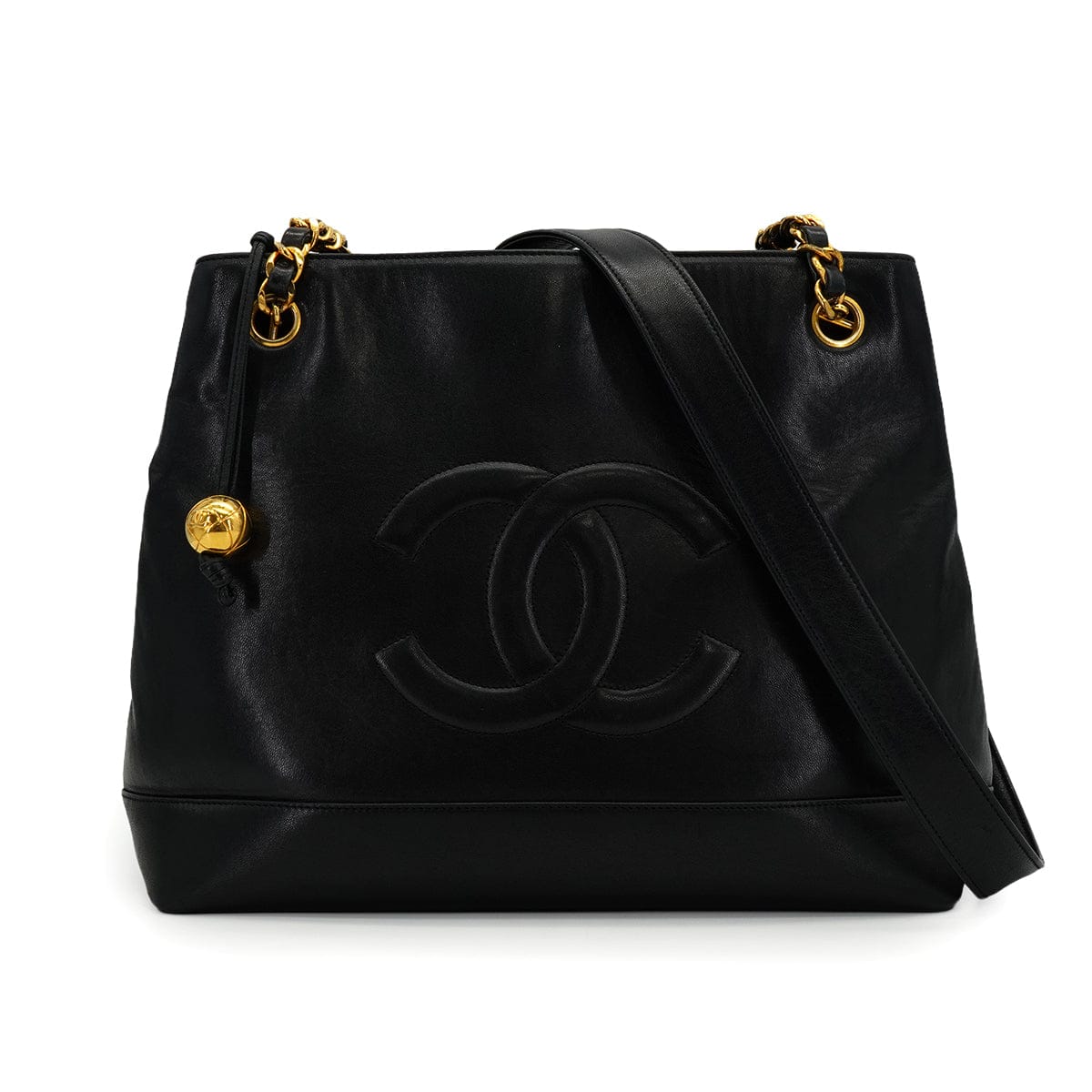 Luxury Promise Japan VINTAGE CHANEL COCOMARK CHAIN SHOULDER BAG BLACK LAMB SKIN GOLD HARDWARE 90335547