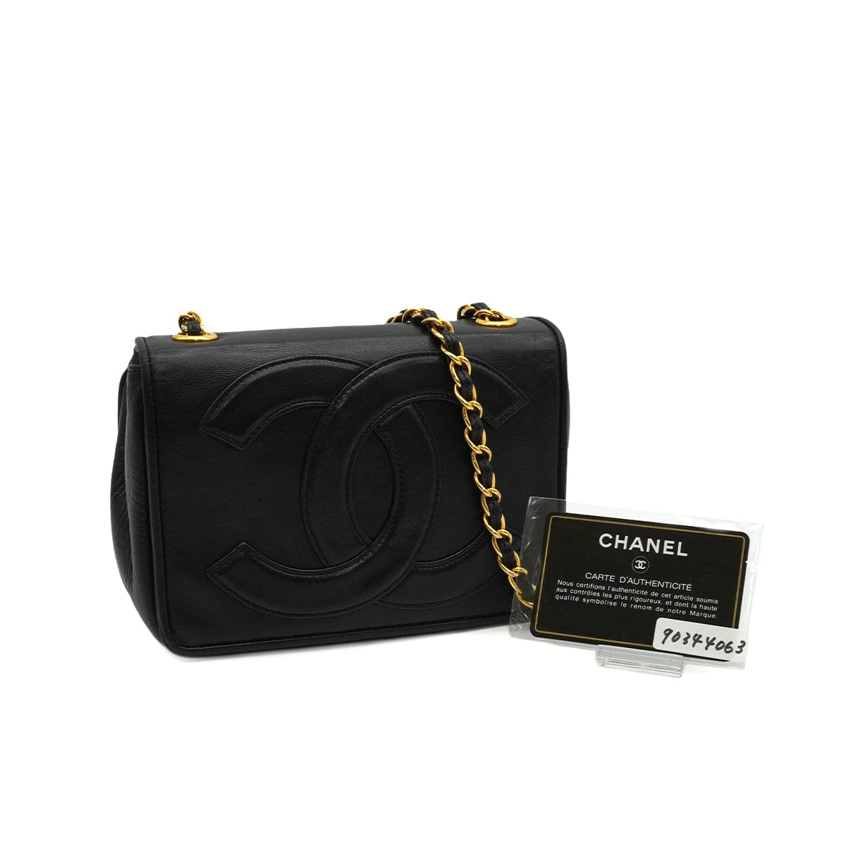 Luxury Promise Japan VINTAGE CHANEL COCOMARK CHAIN SHUOLDER BAG BLACK LAMB SKIN GOLD HARDWARE 90344063