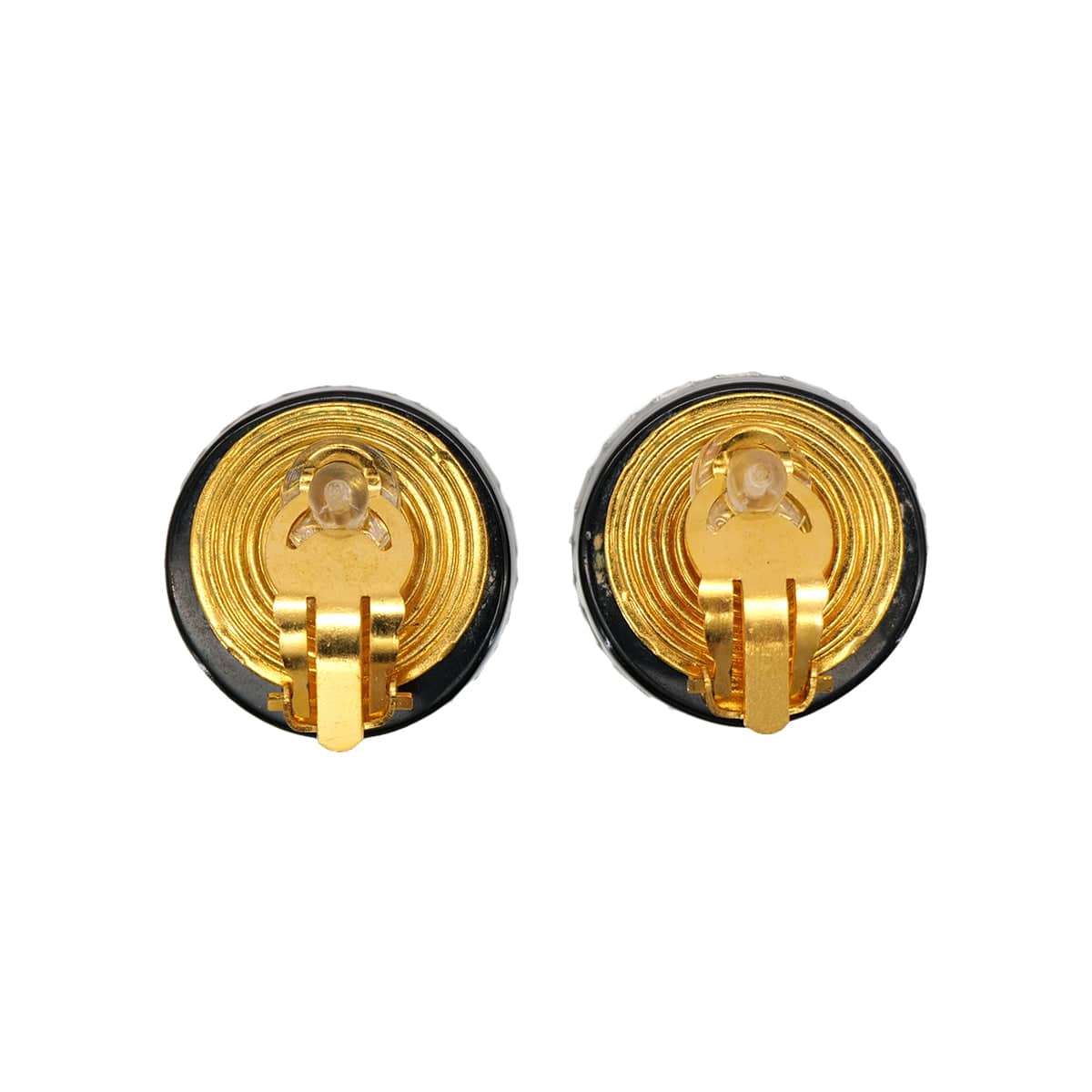 Luxury Promise Japan VINTAGE CHANEL COCOMARK EARRINGS RHINESTONE BLACK WHITE ACCESSORY 97A 90324101