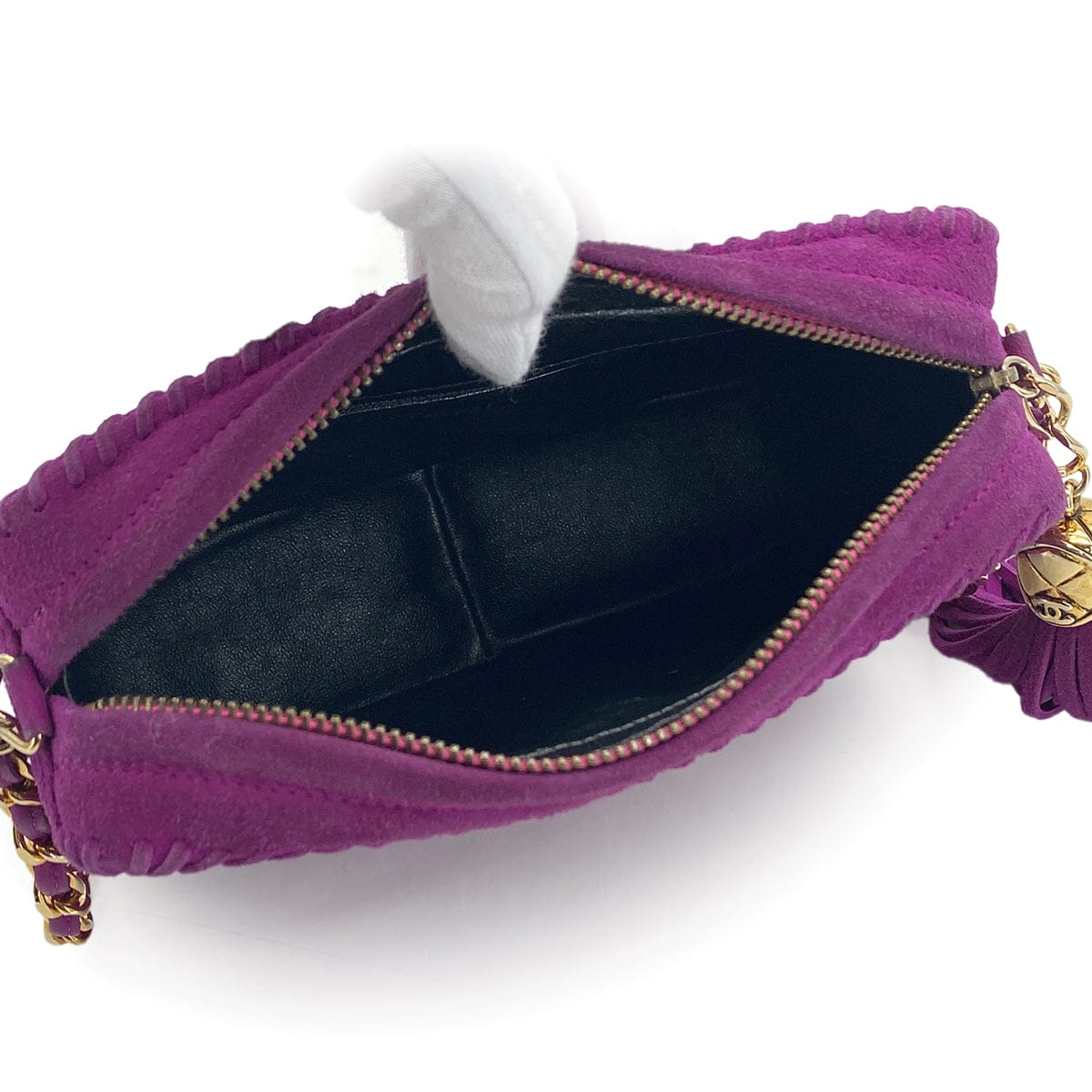 Luxury Promise Japan VINTAGE CHANEL COCOMARK FRINGE CHAIN SHUOLDER BAG PURPLE SUEDE GOLD HARDWARE 90327394