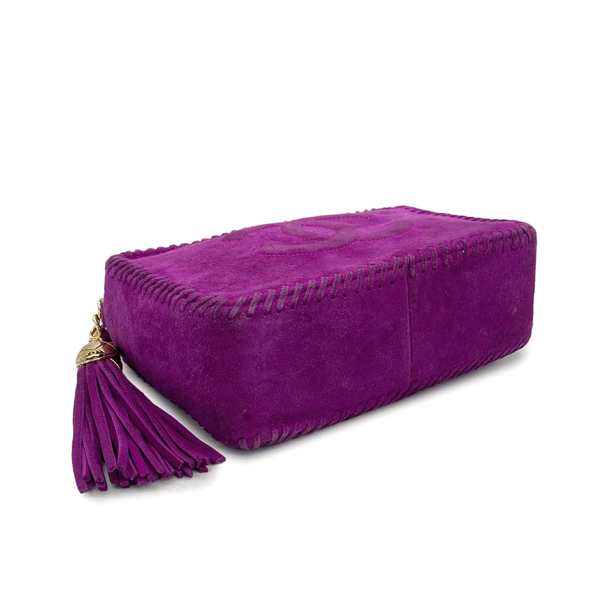 Luxury Promise Japan VINTAGE CHANEL COCOMARK FRINGE CHAIN SHUOLDER BAG PURPLE SUEDE GOLD HARDWARE 90327394