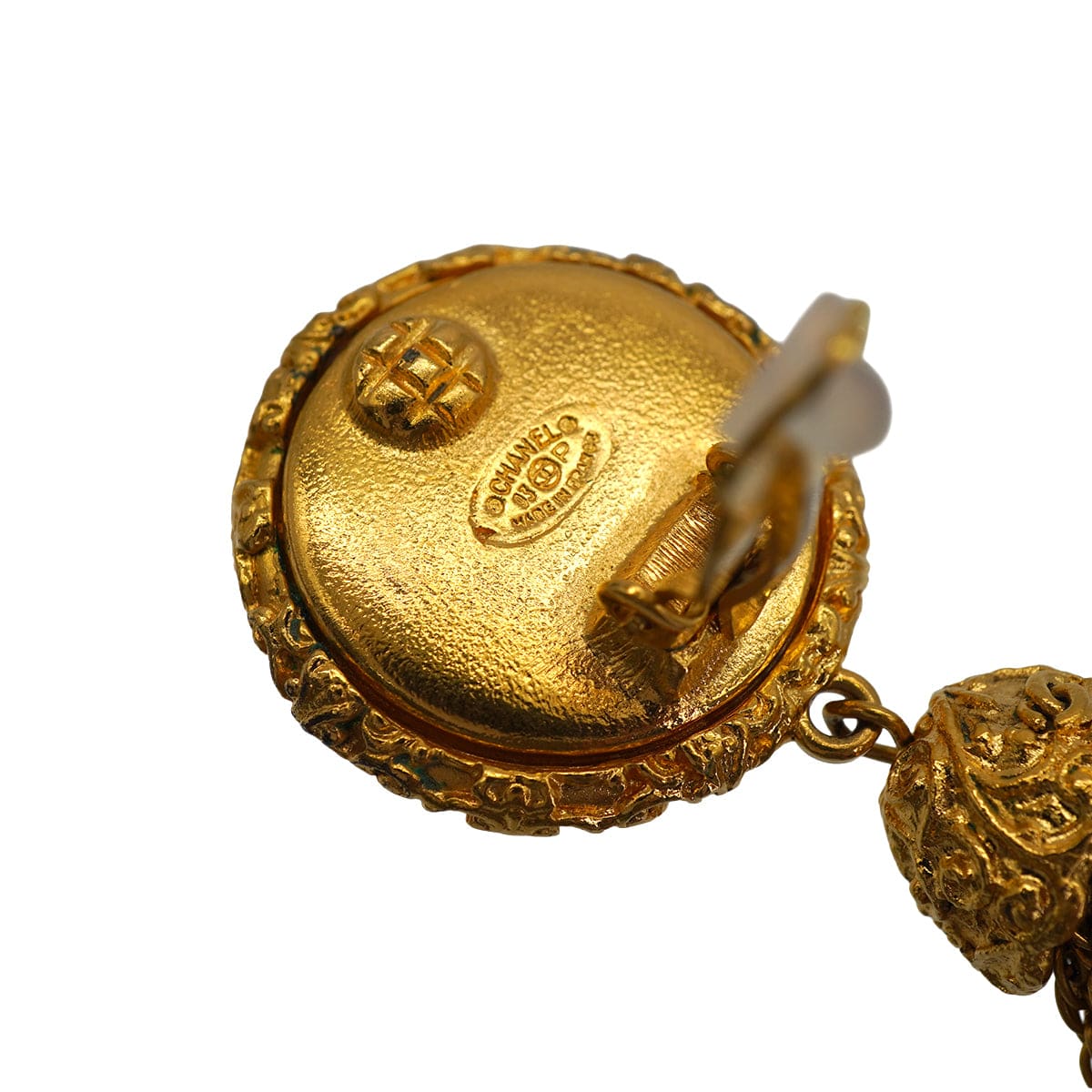 Luxury Promise Japan VINTAGE CHANEL COCOMARK FRINGE EARRINGS GOLD ACCESSORY 93P 90332379