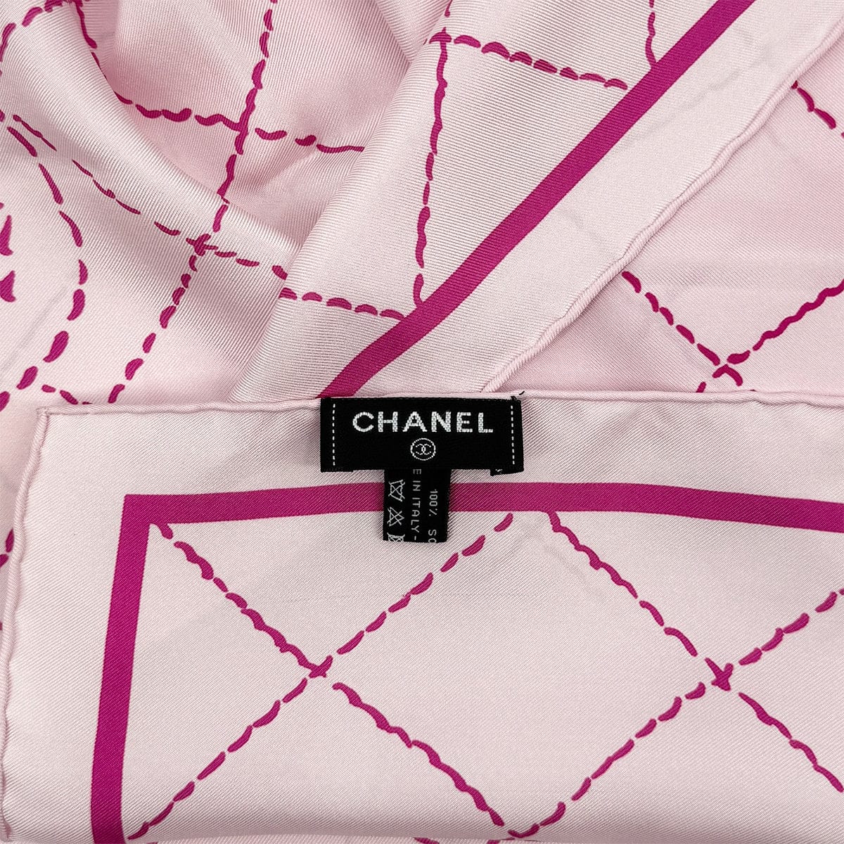 Luxury Promise Japan VINTAGE CHANEL COCOMARK LOGO MATELASSE SCARF PINK SILK 90321063