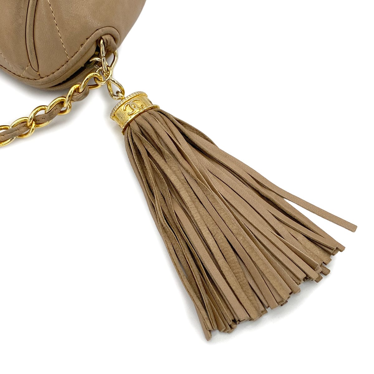 Luxury Promise Japan VINTAGE CHANEL COCOMARK MATELASSE FRINGE CHAIN SHOULDER BAG BEIGE LAMB SKIN GOLD HARDWARE 90310127