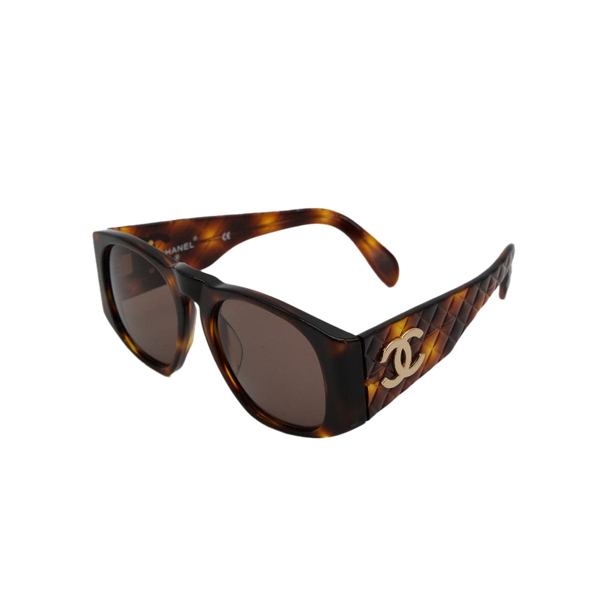 Luxury Promise Japan VINTAGE CHANEL COCOMARK MATELASSE SUNGLASSES TORTOISESHELL BROWN EYEWEAR 90322163