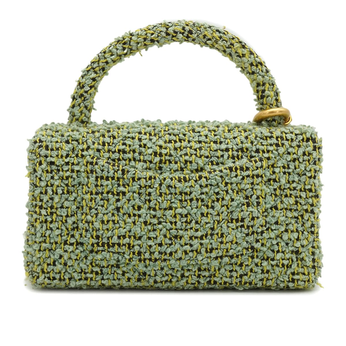 Luxury Promise Japan VINTAGE  CHANEL COCOMARK PARENT-CHILD HAND BAG GREEN TWEED GOLD HARDWARE 90344362