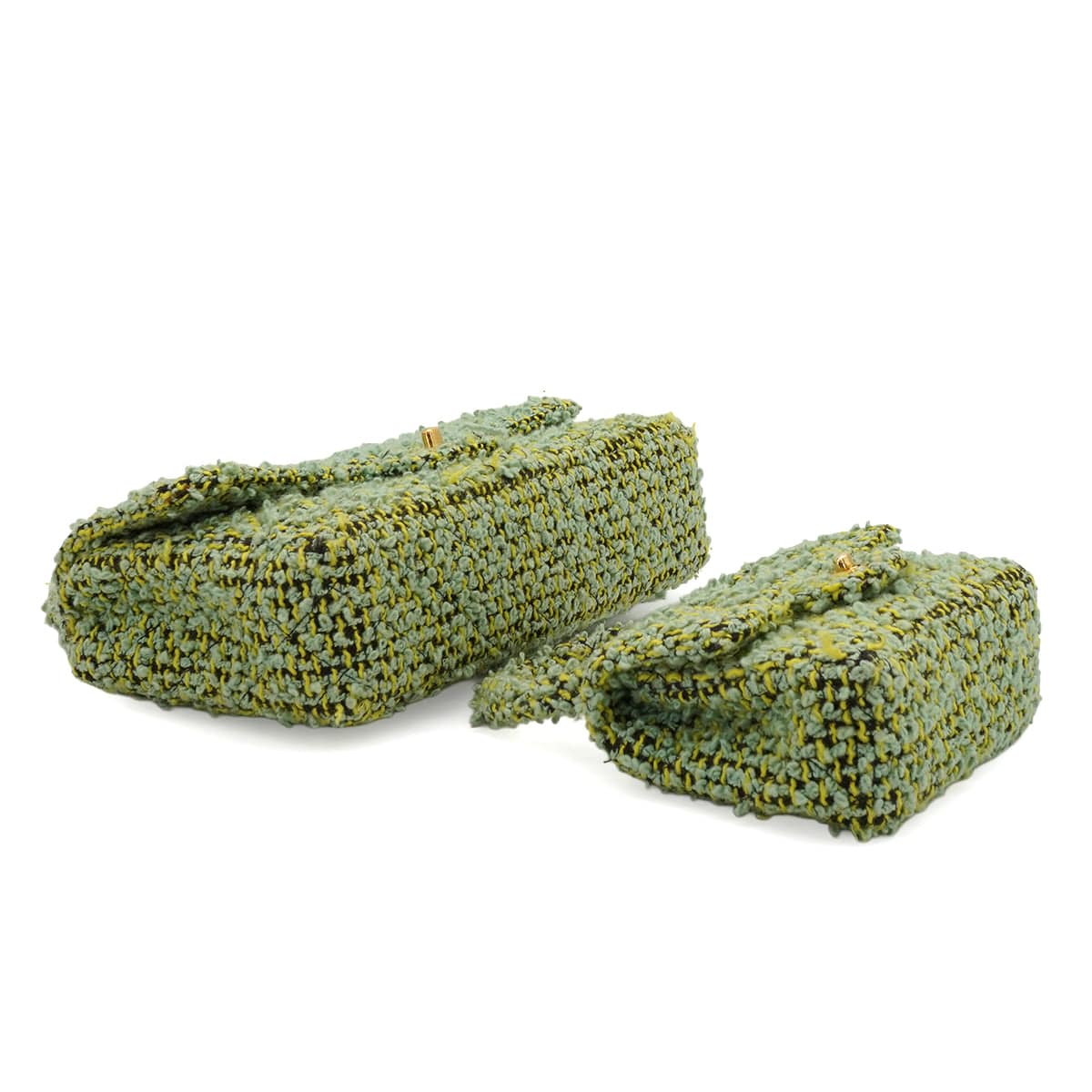 Luxury Promise Japan VINTAGE  CHANEL COCOMARK PARENT-CHILD HAND BAG GREEN TWEED GOLD HARDWARE 90344362