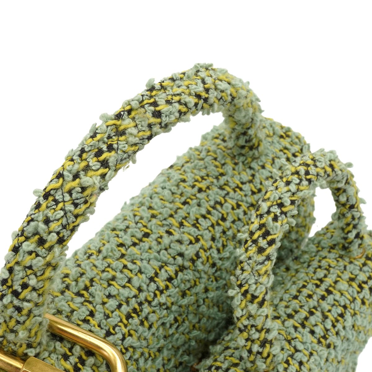 Luxury Promise Japan VINTAGE  CHANEL COCOMARK PARENT-CHILD HAND BAG GREEN TWEED GOLD HARDWARE 90344362