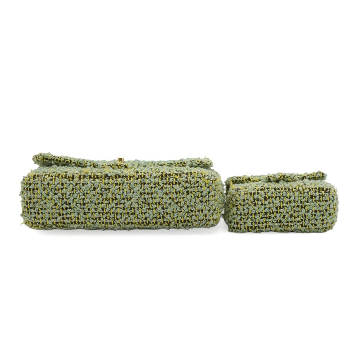 Luxury Promise Japan VINTAGE  CHANEL COCOMARK PARENT-CHILD HAND BAG GREEN TWEED GOLD HARDWARE 90344362