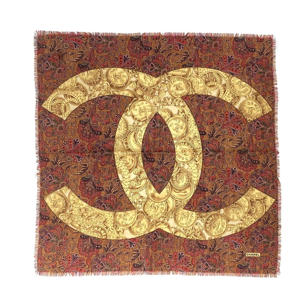 Luxury Promise Japan VINTAGE CHANEL COCOMARK SCARF MULTICOLOR SILK CASHMERE 90313888