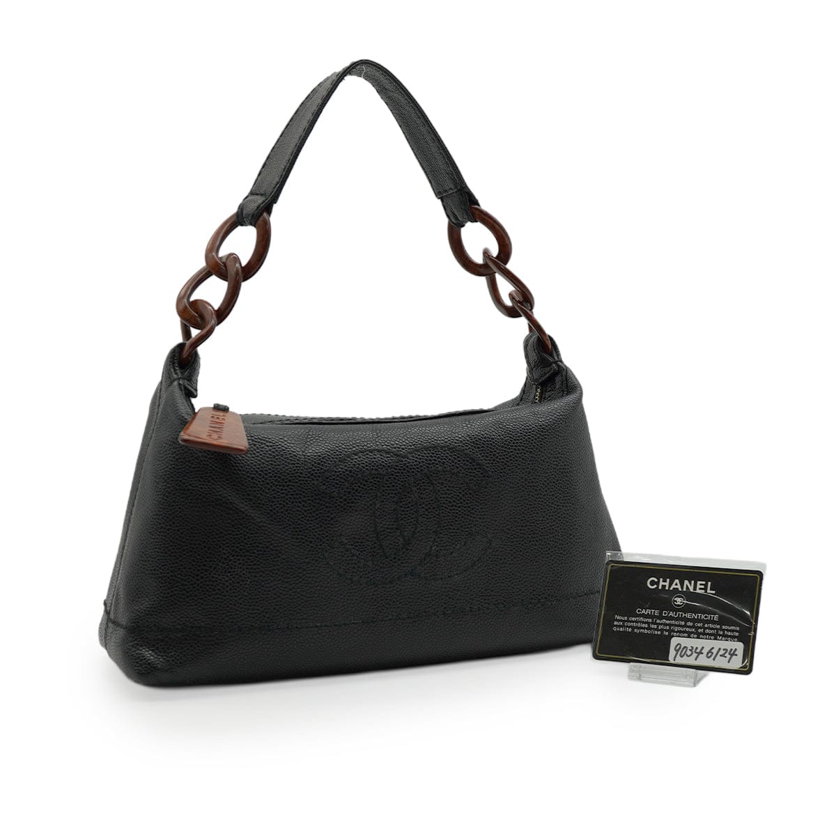 Luxury Promise Japan VINTAGE CHANEL COCOMARK SHUOLDER BAG BLACK TORTOISESHELL CAVIAR SKIN PLASTIC HARDWARE 90346124