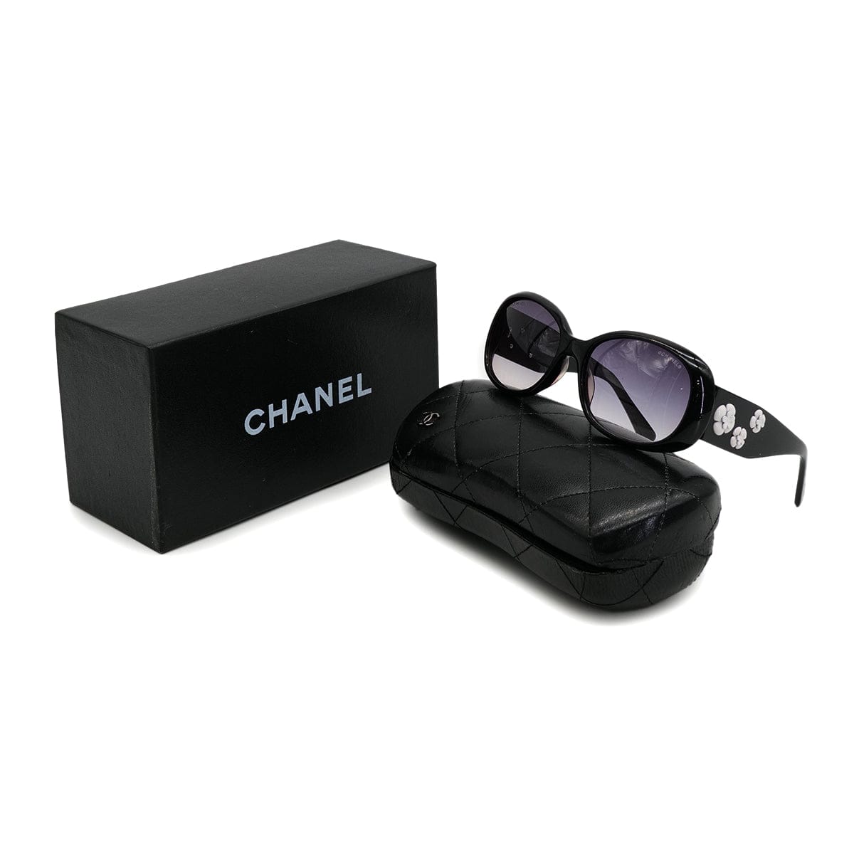 Luxury Promise Japan VINTAGE CHANEL COCOMARK SUNGLASSES CAMELLIA BLACK EYEWEAR 90321108
