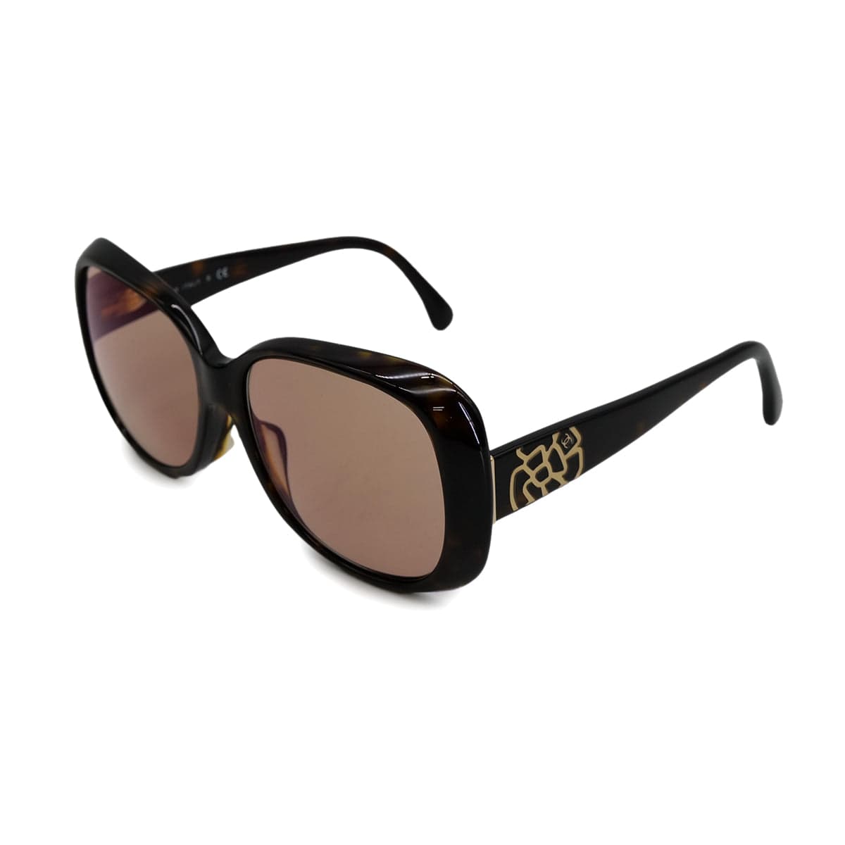 Luxury Promise Japan VINTAGE CHANEL COCOMARK SUNGLASSES CAMELLIA TORTOISESHELL PATTERN BROWN EYEWEAR 90321109