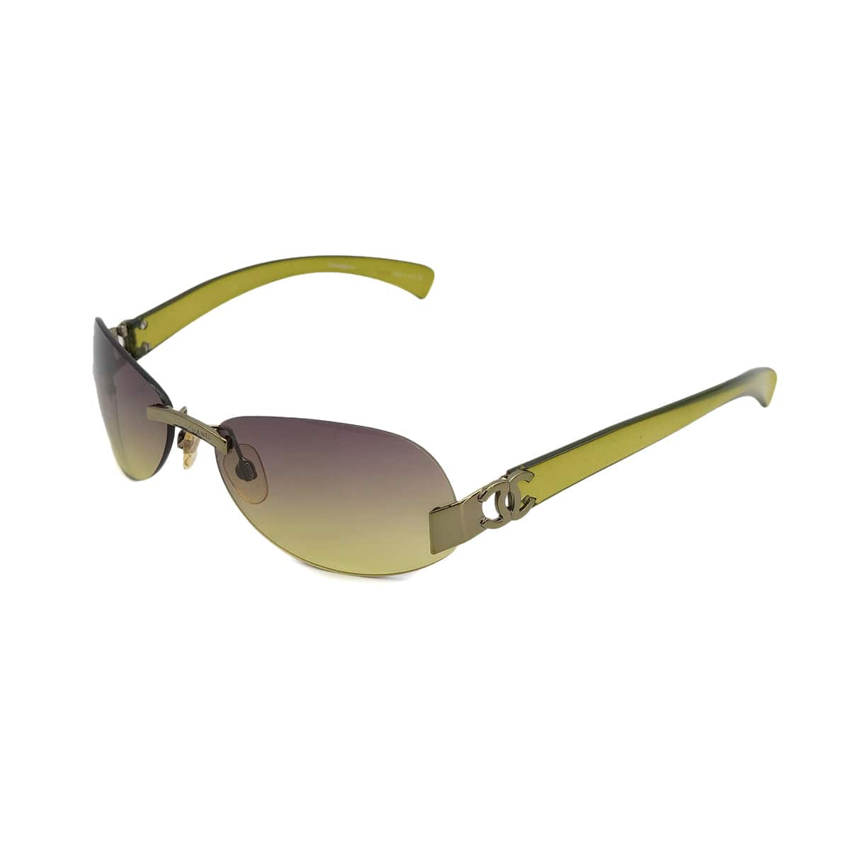 Luxury Promise Japan] VINTAGE CHANEL COCOMARK SUNGLASSES GREEN EYEWEAR 90323171