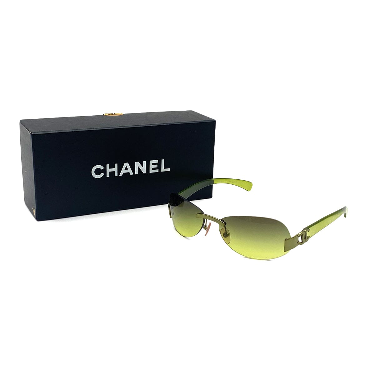 Luxury Promise Japan VINTAGE CHANEL COCOMARK SUNGLASSES GREEN EYEWEAR 90325287