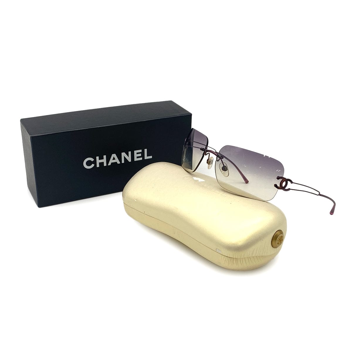 Luxury Promise Japan VINTAGE CHANEL COCOMARK SUNGLASSES PURPLE EYEWEAR 90325288