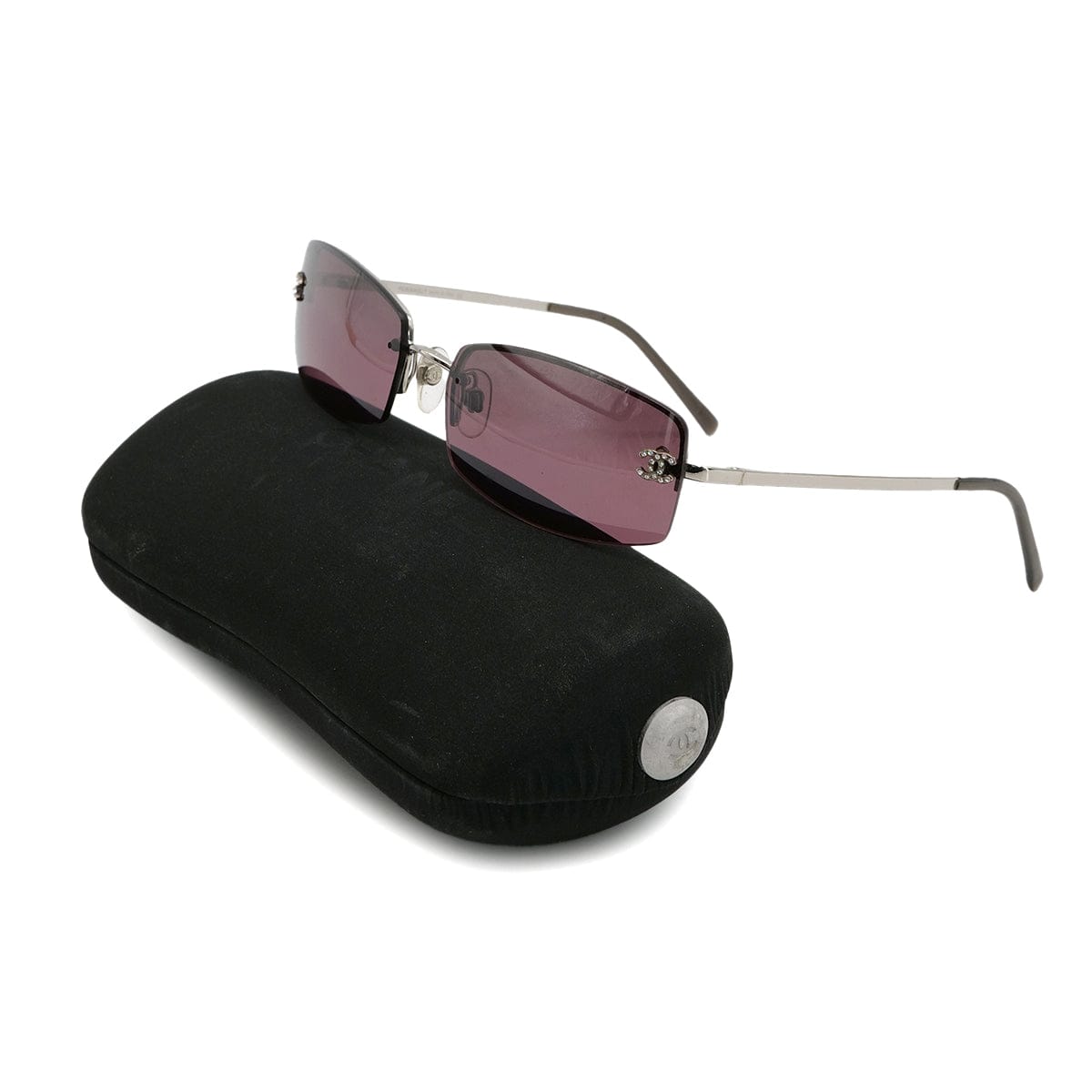 Luxury Promise Japan VINTAGE CHANEL COCOMARK SUNGLASSES RHINESTONE SILVER EYEWEAR 90325300