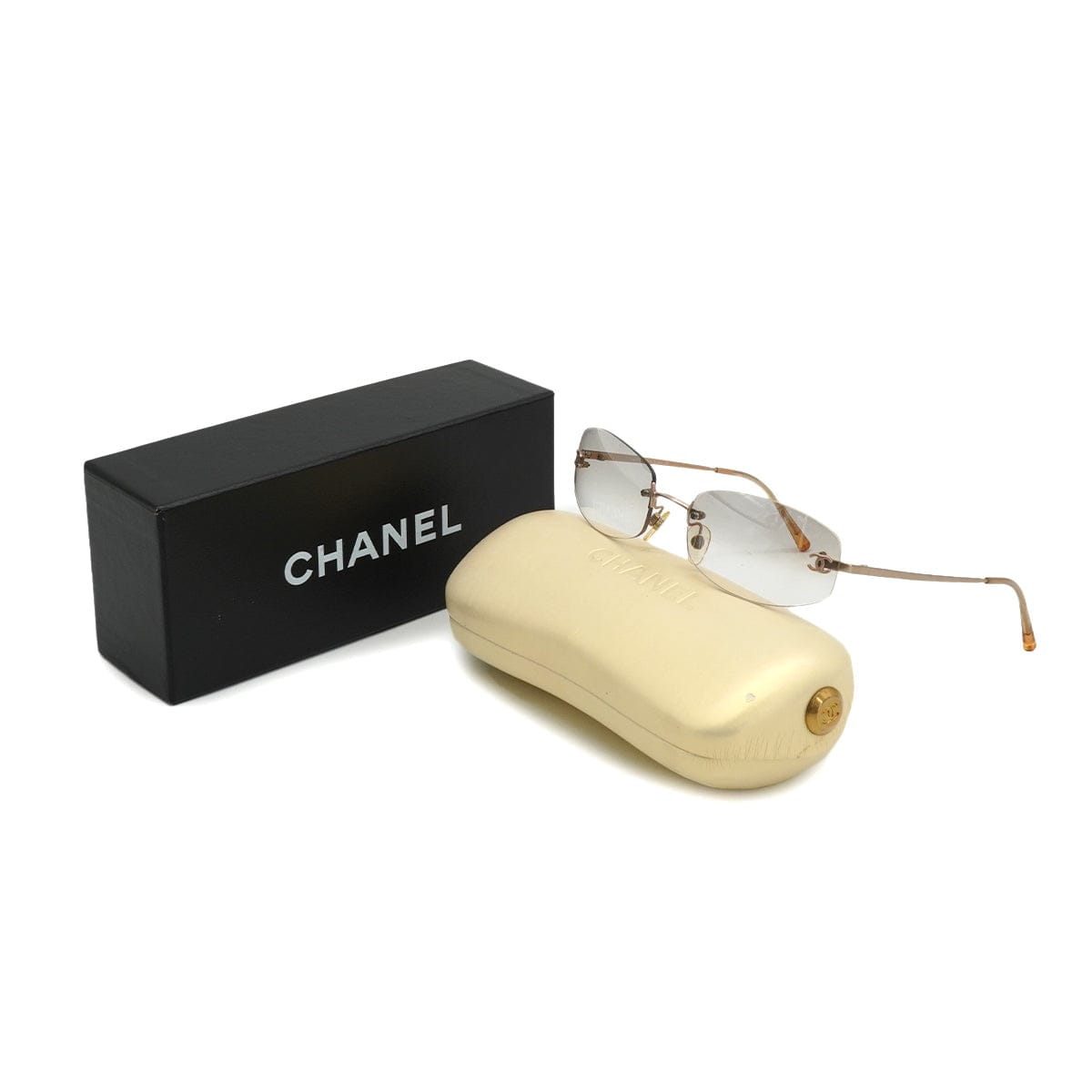 Luxury Promise Japan VINTAGE CHANEL COCOMARK SUNGLASSES ROSE GOLD EYEWEAR 90328708