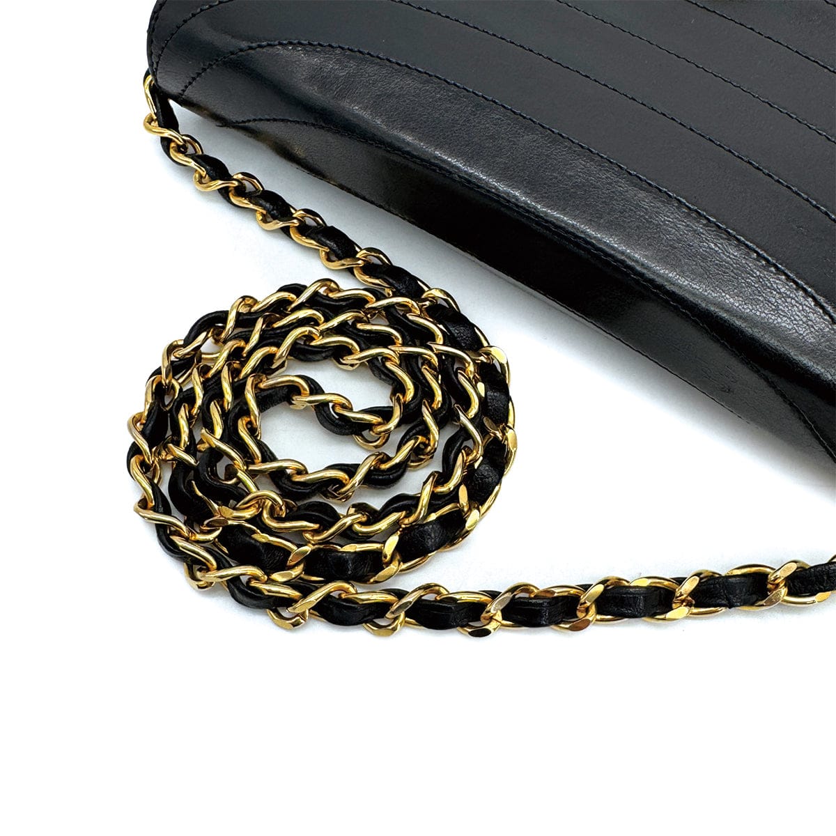 Luxury Promise Japan VINTAGE CHANEL COCOMARK WAVE STITCH CHAIN SHOULDER BAG BLACK LAMB SKIN GOLD HARDWARE 90315870