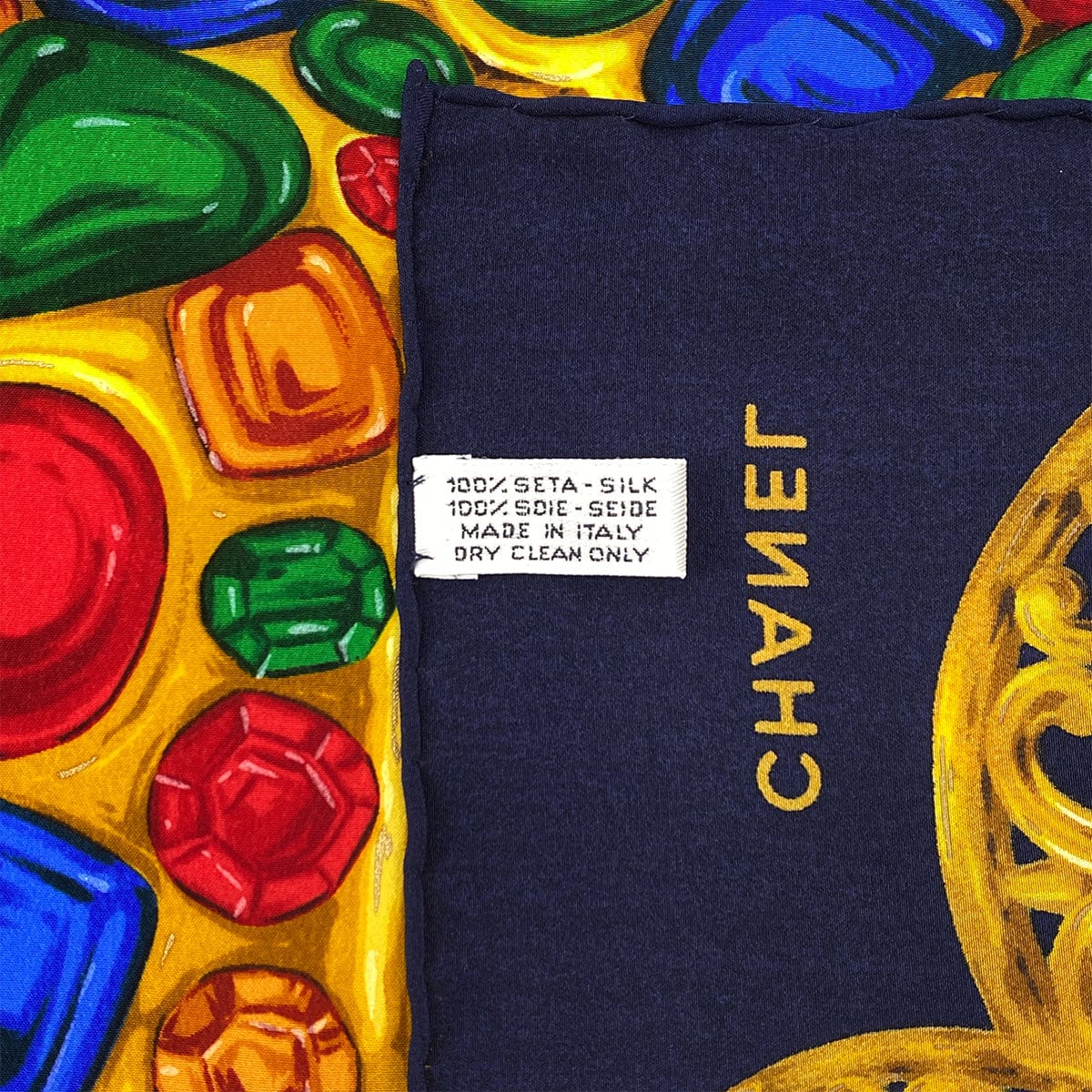 Luxury Promise Japan VINTAGE CHANEL COLORSTONE PATTERN SCARF MULTICOLOR SILK 90313872