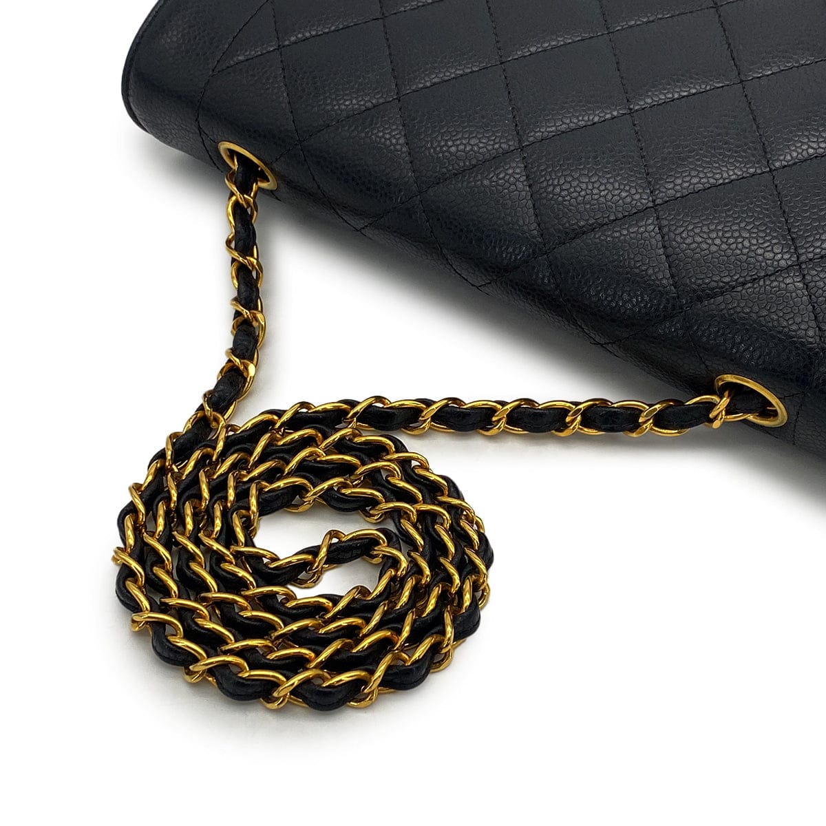 Luxury Promise Japan VINTAGE CHANEL DIANA MEDIUM CHAIN SHOULDER BAG BLACK CAVIAR SKIN GOLD HARDWARE 90317188