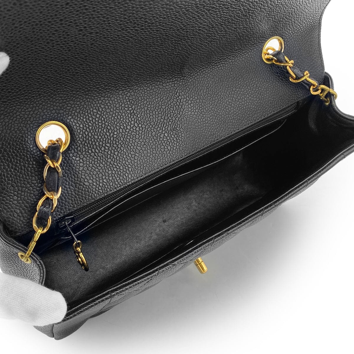 Luxury Promise Japan VINTAGE CHANEL DIANA MEDIUM CHAIN SHOULDER BAG BLACK CAVIAR SKIN GOLD HARDWARE 90317188