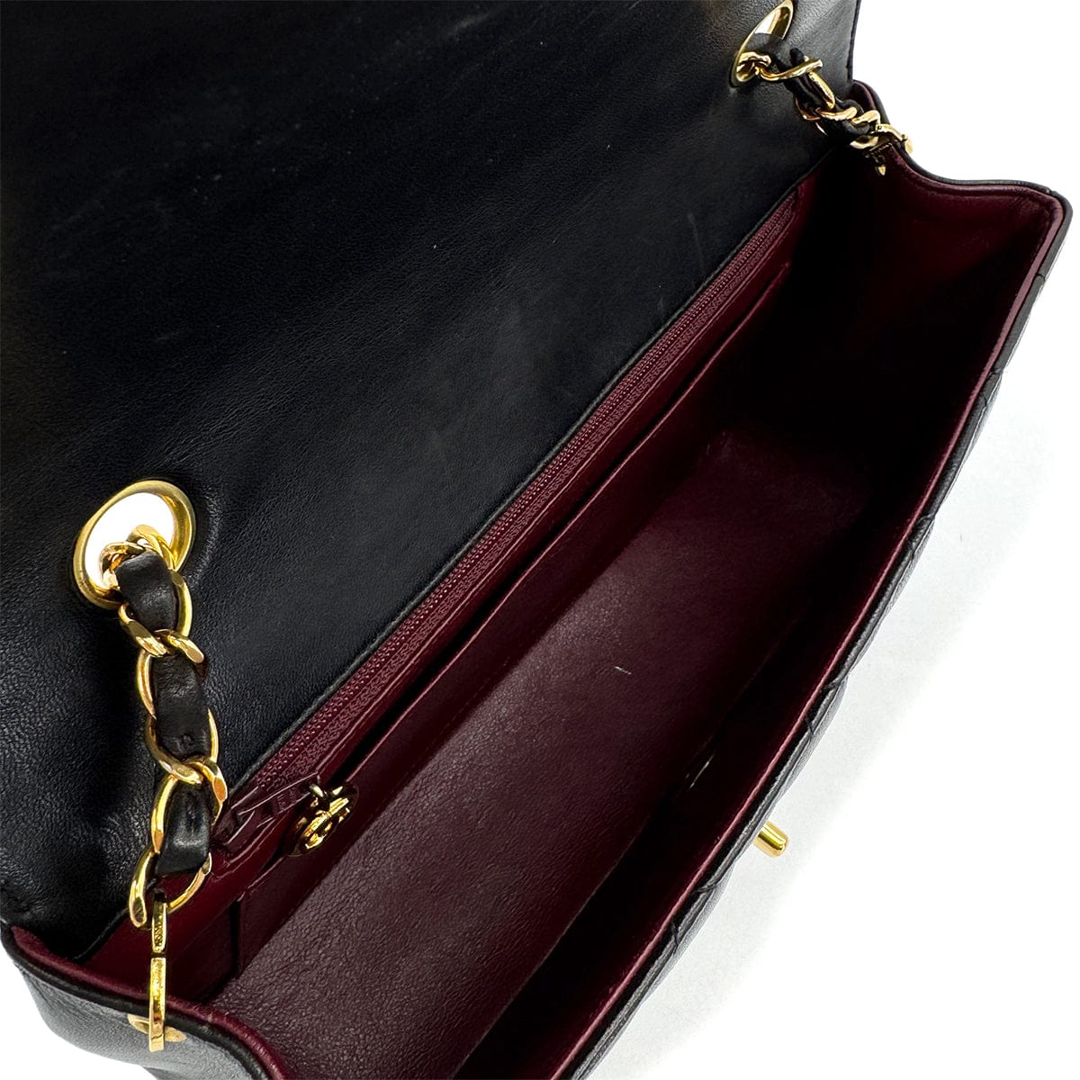 Luxury Promise Japan VINTAGE CHANEL DIANA MEDIUM CHAIN SHOULDER BAG BLACK LAMB SKIN GOLD HARDWARE  90323189