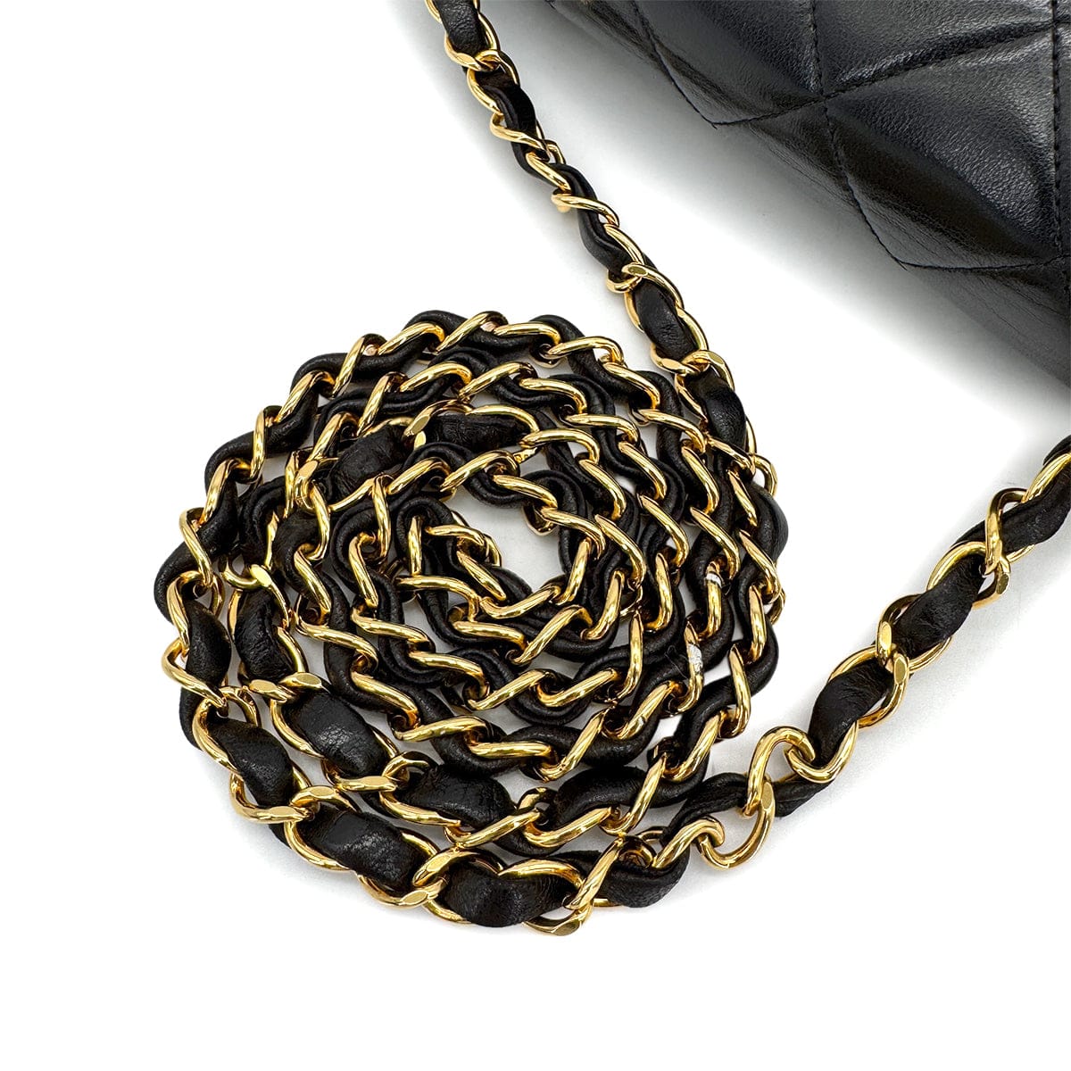 Luxury Promise Japan VINTAGE CHANEL DIANA MEDIUM CHAIN SHOULDER BAG BLACK LAMB SKIN GOLD HARDWARE  90323189