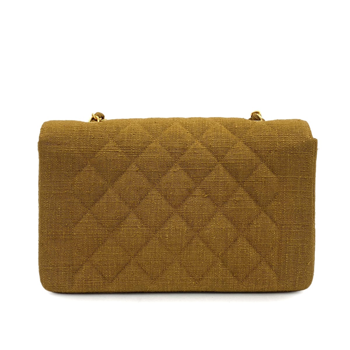 Luxury Promise Japan VINTAGE CHANEL DIANA MEDIUM CHAIN SHOULDER BAG KAHKI CANVAS GOLD HARDWARE 90324834