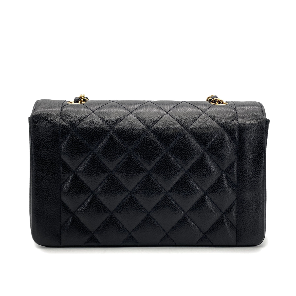 Luxury Promise Japan VINTAGE CHANEL DIANA MIDIUM CHAIN SHOULDER BAG BLACK CAVIAR SKIN GOLD HARDWARE 90318522