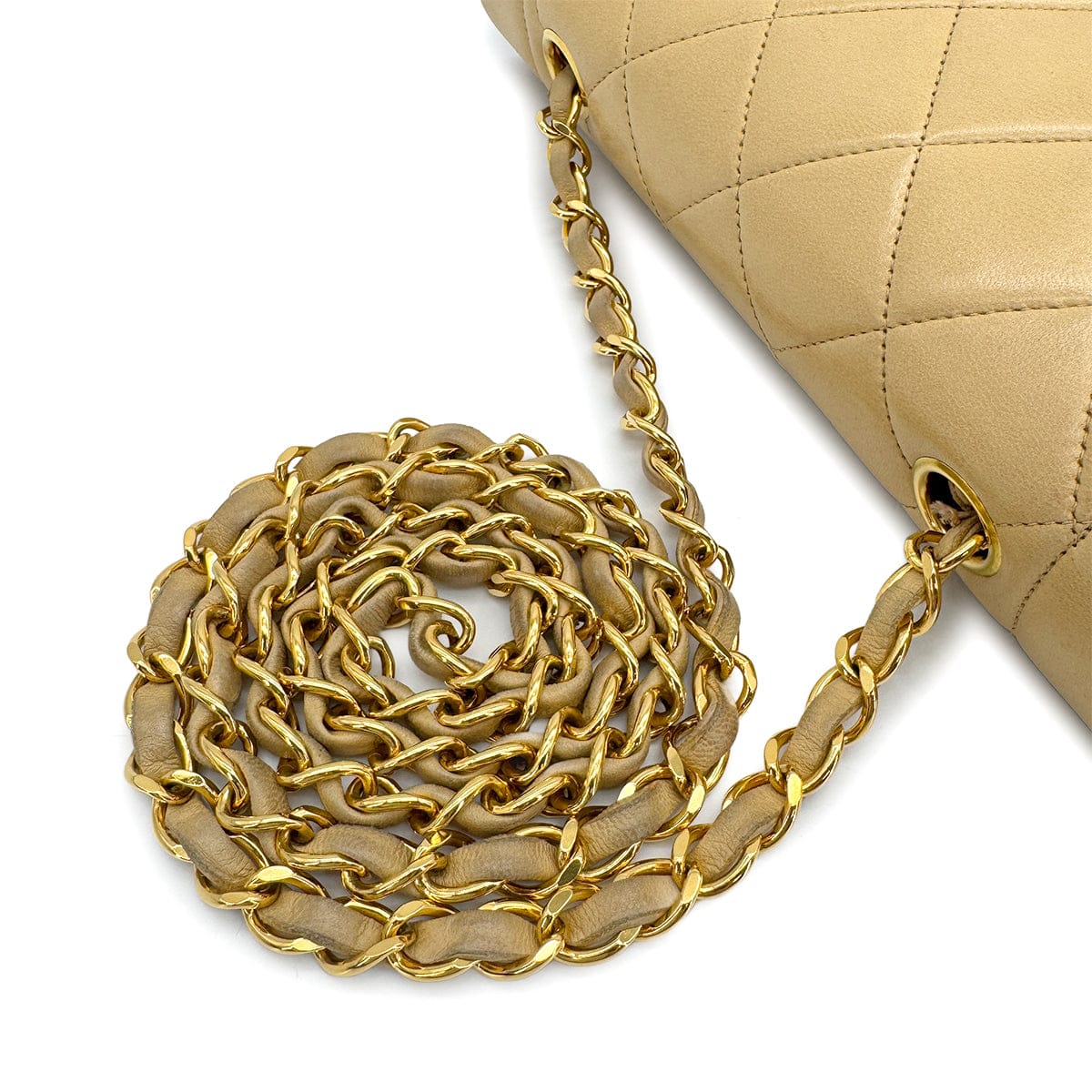 Luxury Promise Japan VINTAGE CHANEL DIANA SMALL CHAIN SHOULDER BAG BEIGE LAMB SKIN GOLD HARDWARE 90311961