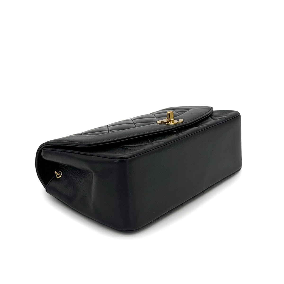 Luxury Promise Japan VINTAGE CHANEL DIANA SMALL CHAIN SHOULDER BAG BLACK LAMB SKIN GOLD HARDWARE 90318631