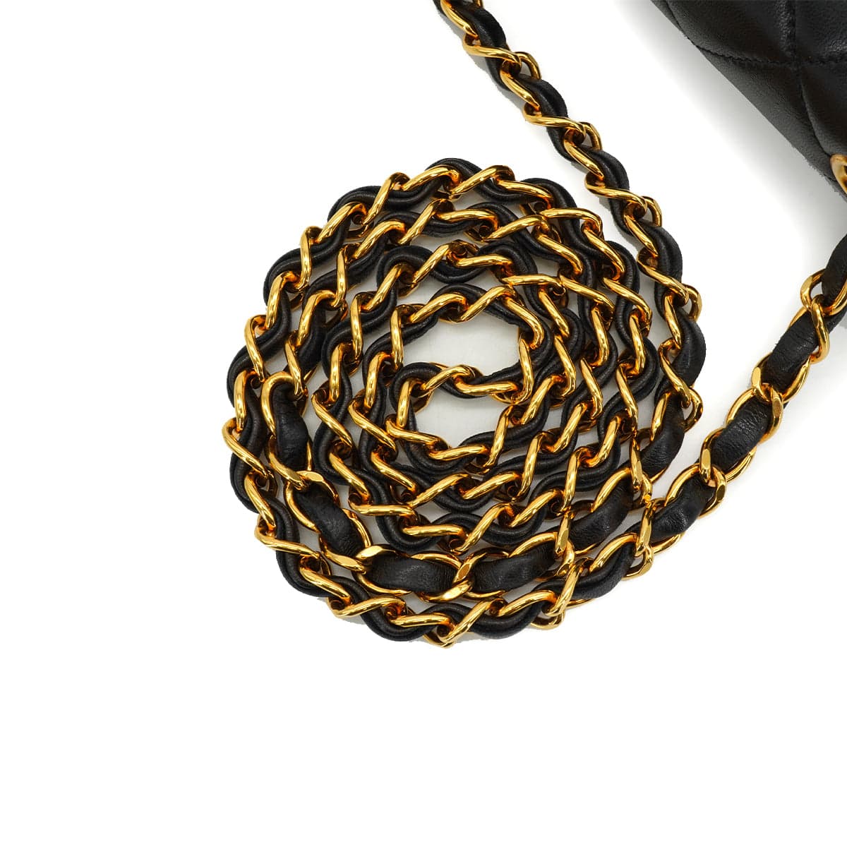 Luxury Promise Japan VINTAGE CHANEL DIANA SMALL CHAIN SHOULDER BAG BLACK LAMB SKIN GOLD HARDWARE 90343859