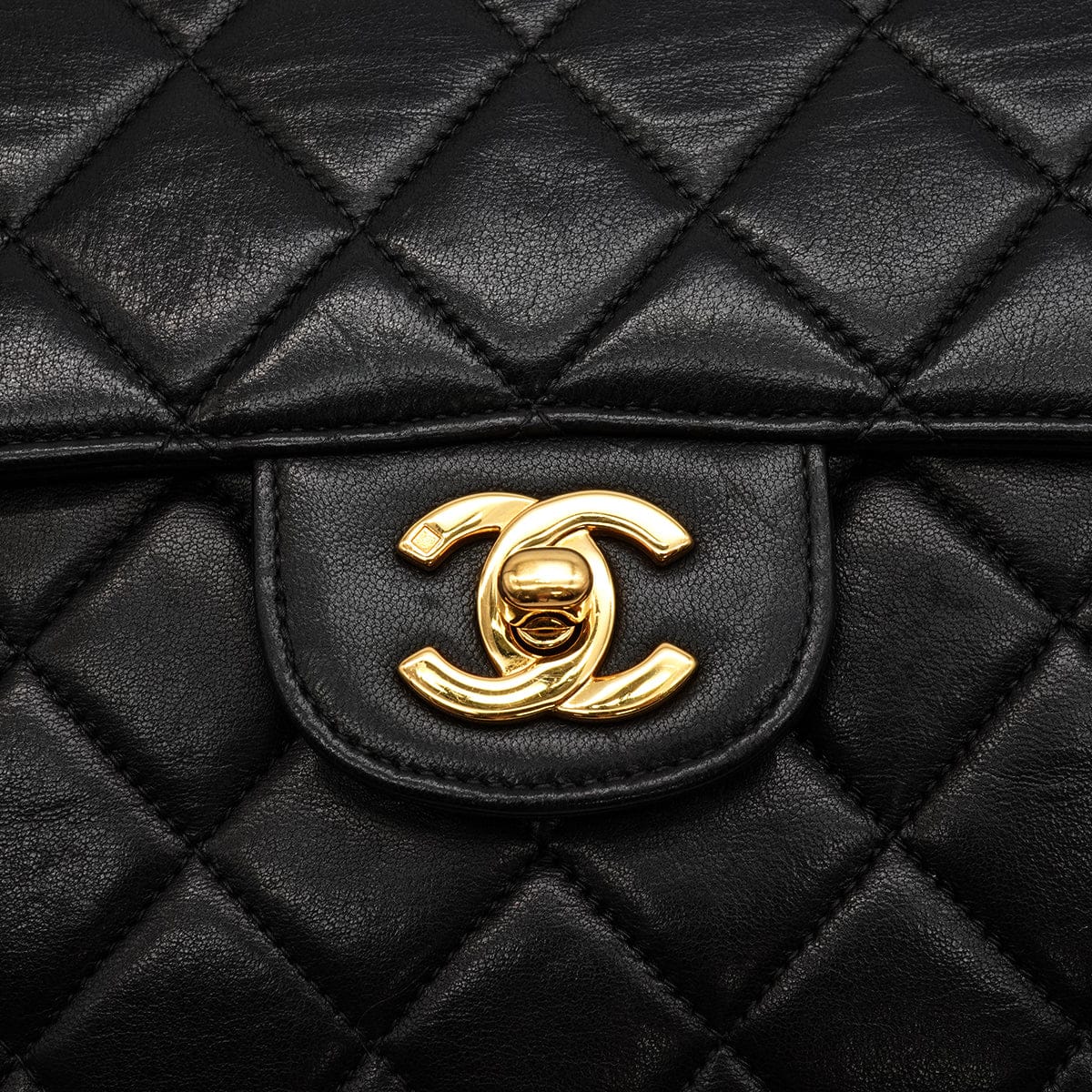 Luxury Promise Japan VINTAGE CHANEL DOUBLE FACE CHAIN SHOULDER BAG BLACK LAMB SKIN GOLD HARDWARE 90346678