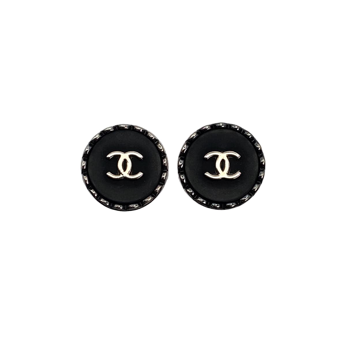 Luxury Promise Japan VINTAGE CHANEL EARRINGS COCOMARK BLACK SILVER ACCESSORY 96A 90321061